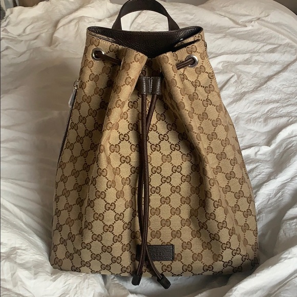 gucci canvas drawstring backpack